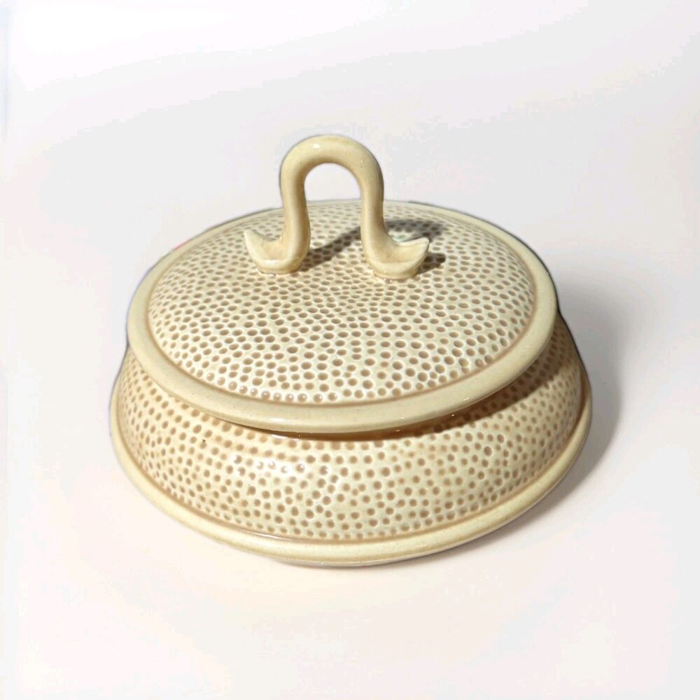 Vintage California Pottery Dimpled Casserole Dish Lid MCM Retro Americana Modern